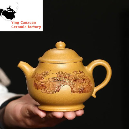 190ml Chinese Yixing Purple Clay Teapots Raw Ore Section Mud Handmade Tea Pot Zisha Filter Beauty Kettle Tea Set Accessories