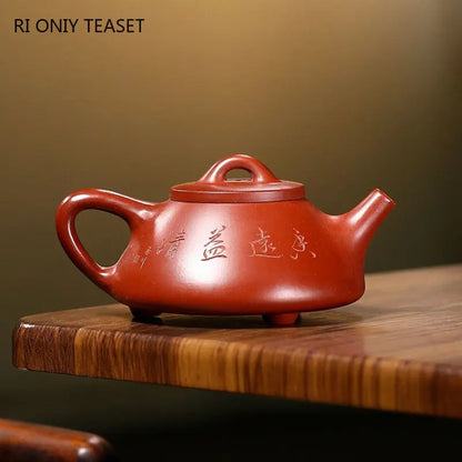 190ml Hand-painted Plum Blossom Stone Scoop Pot Chinese Yixing Purple Clay Teapot Raw Ore Dahongpao Beauty Tea Pot Zisha Tea Set
