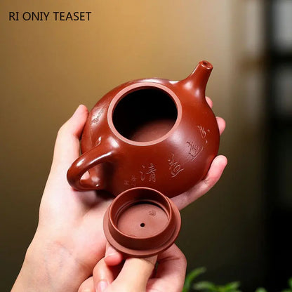 190ml Hand-painted Plum Blossom Stone Scoop Pot Chinese Yixing Purple Clay Teapot Raw Ore Dahongpao Beauty Tea Pot Zisha Tea Set