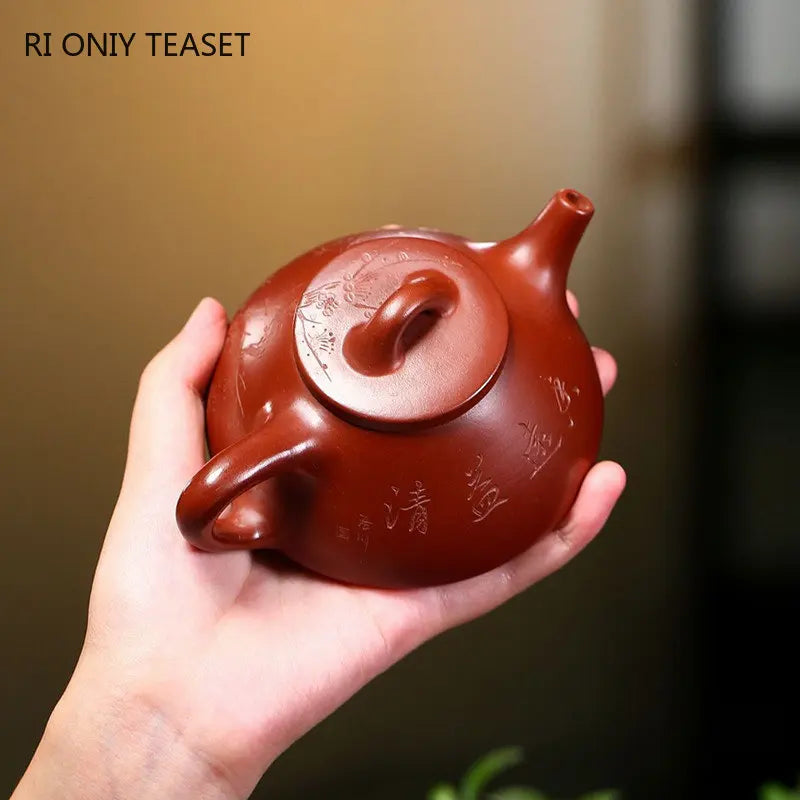 190ml Hand-painted Plum Blossom Stone Scoop Pot Chinese Yixing Purple Clay Teapot Raw Ore Dahongpao Beauty Tea Pot Zisha Tea Set