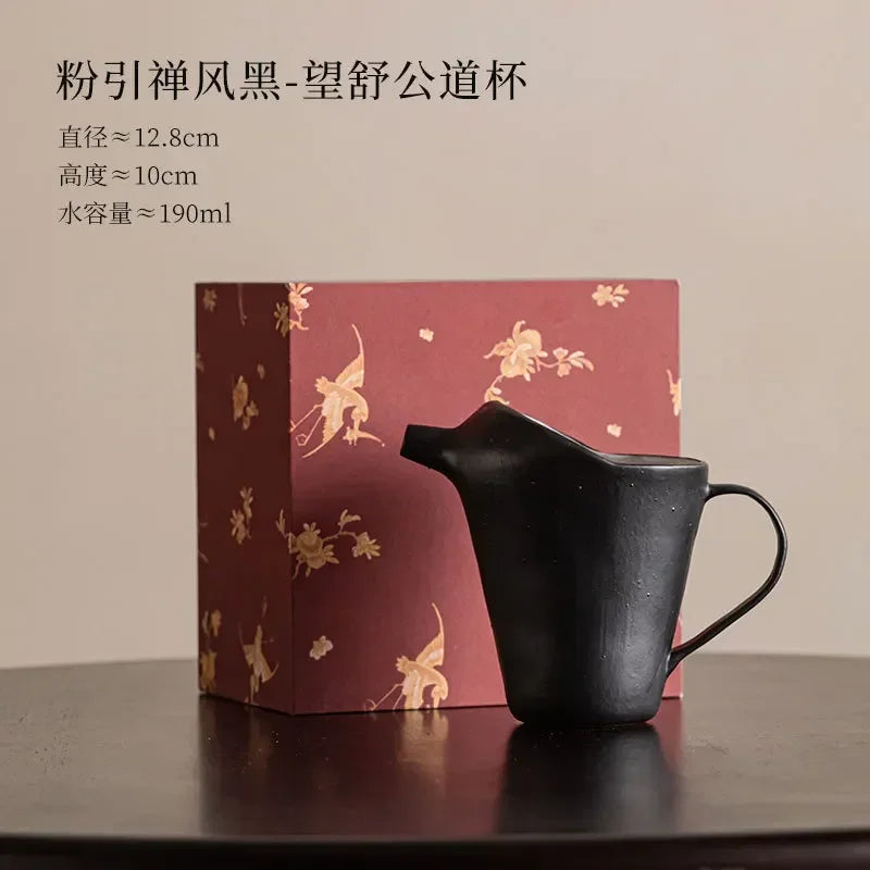 190ml Handmade Powder Yin Balck Tea Pitcher Vintage Tea-separating Fair Cup Cha Hai Coarse Pottery Justice Cup Teaware Supplies