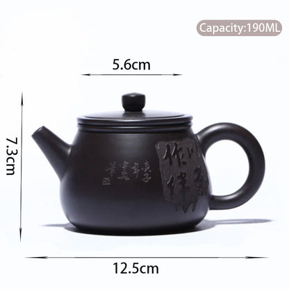 190ml Handmade Yixing Stone Scoop Teapots Purple Clay Filter Tea Pot Raw Ore Black Mud Beauty Kettle Handmade Zisha Tea Set