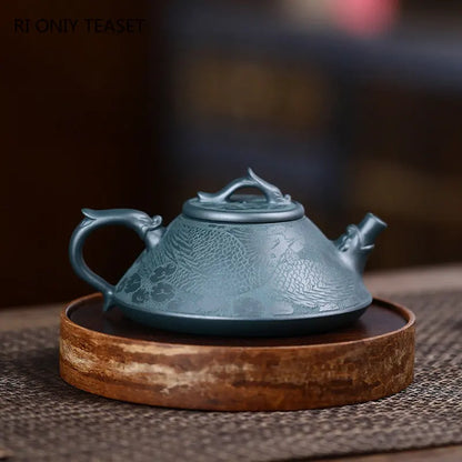 190ml High-end Yixing Raw Ore Purple Clay Teapot Famous Handmade Stone Scoop Dragon Pattern Tea Pot Beauty Chinese Zisha Tea Set