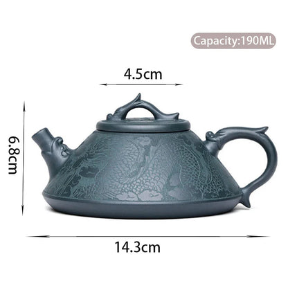 190ml High-end Yixing Raw Ore Purple Clay Teapot Famous Handmade Stone Scoop Dragon Pattern Tea Pot Beauty Chinese Zisha Tea Set
