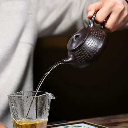 190ml Tradition Yixing Purple Clay Teapots Master Hand-carved Heart Sutra Tea Pot Raw Ore Beauty Kettle Chinese Zisha Tea Set