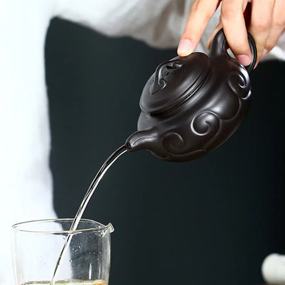 190ml Yixing Purple Clay Teapots Ball Hole Filter Tea Pot Handmade Zisha Kettle Raw Ore Black Mud Tea Set Customized Authentic