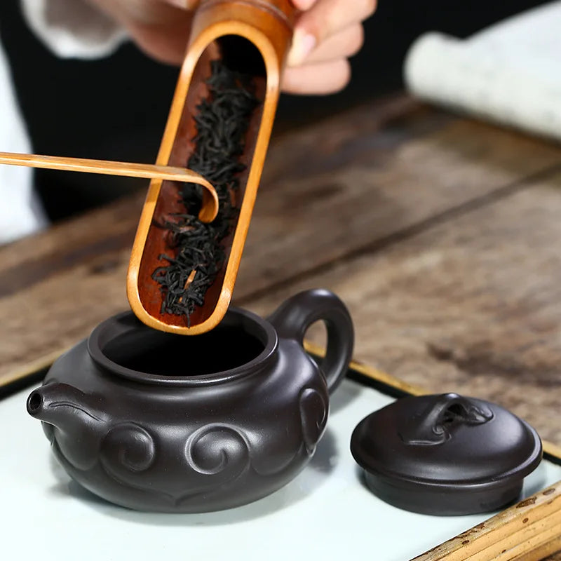 190ml Yixing Purple Clay Teapots Ball Hole Filter Tea Pot Handmade Zisha Kettle Raw Ore Black Mud Tea Set Customized Authentic