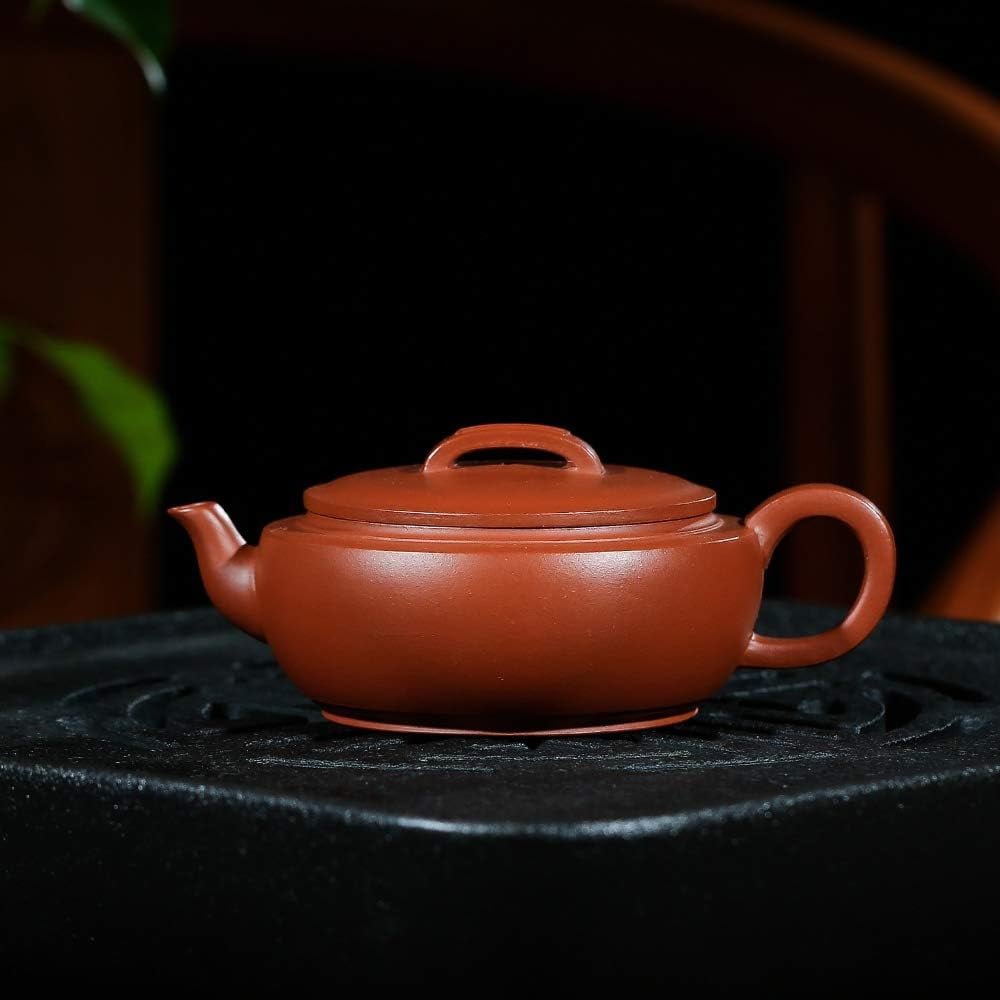 Zisha Tea Pot Set,Master Handmade Genuine Yixing Clay Teapot 5.4 Oz with 2 Cups (Hanwan,Zhuni Clay)