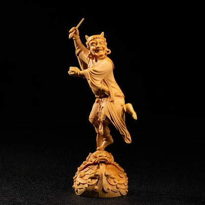 19CM Kuixing  Statue Myths Legends Characters wood carved Home Creative Ornaments Home Decoration Wood Crafts Handmade Gifts