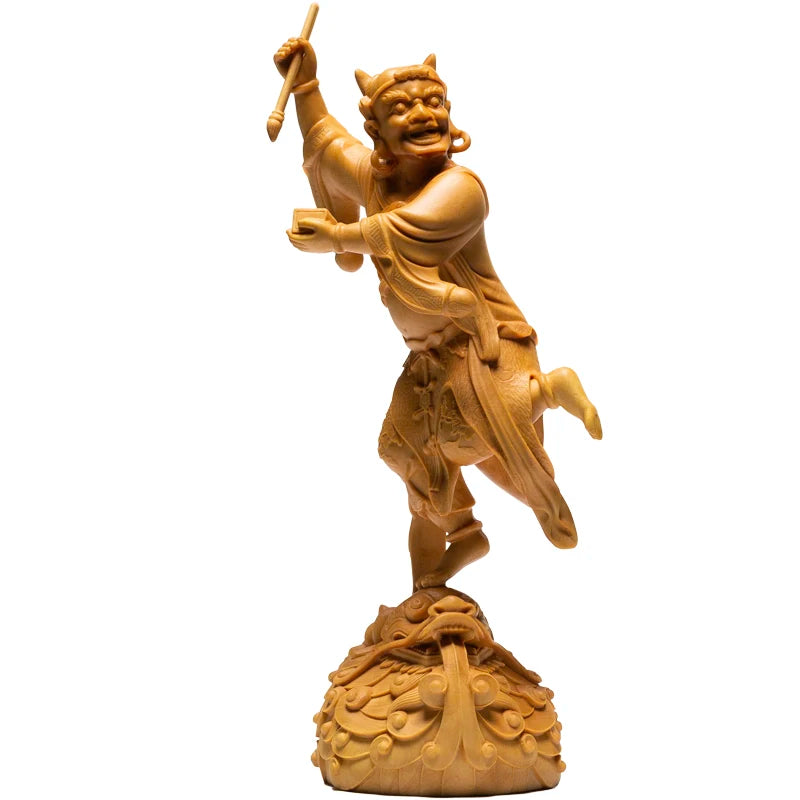 19CM Kuixing  Statue Myths Legends Characters wood carved Home Creative Ornaments Home Decoration Wood Crafts Handmade Gifts