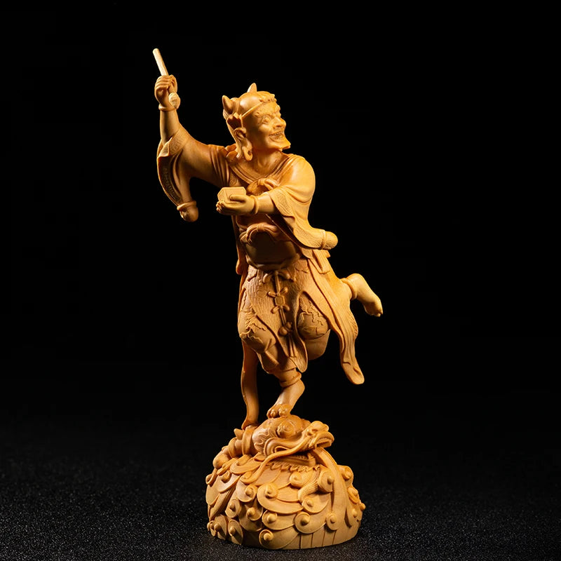 19CM Kuixing  Statue Myths Legends Characters wood carved Home Creative Ornaments Home Decoration Wood Crafts Handmade Gifts