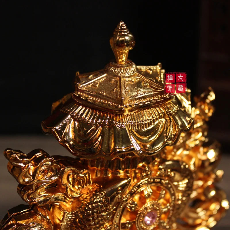 19CM TALL -home efficacious Protection gilding 8 Auspicious Symbols of Buddhism prayer Cakra Practice instruments statue