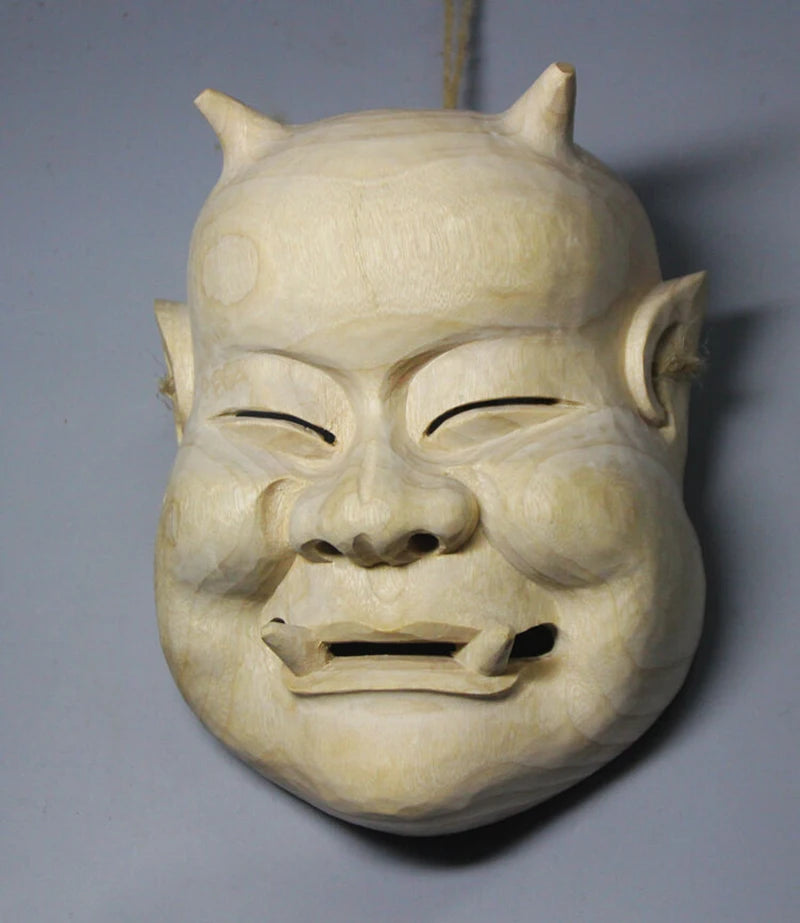 19x15.5x6.3 CM Hand Carved Japanese Noh Mask MASK - QH025