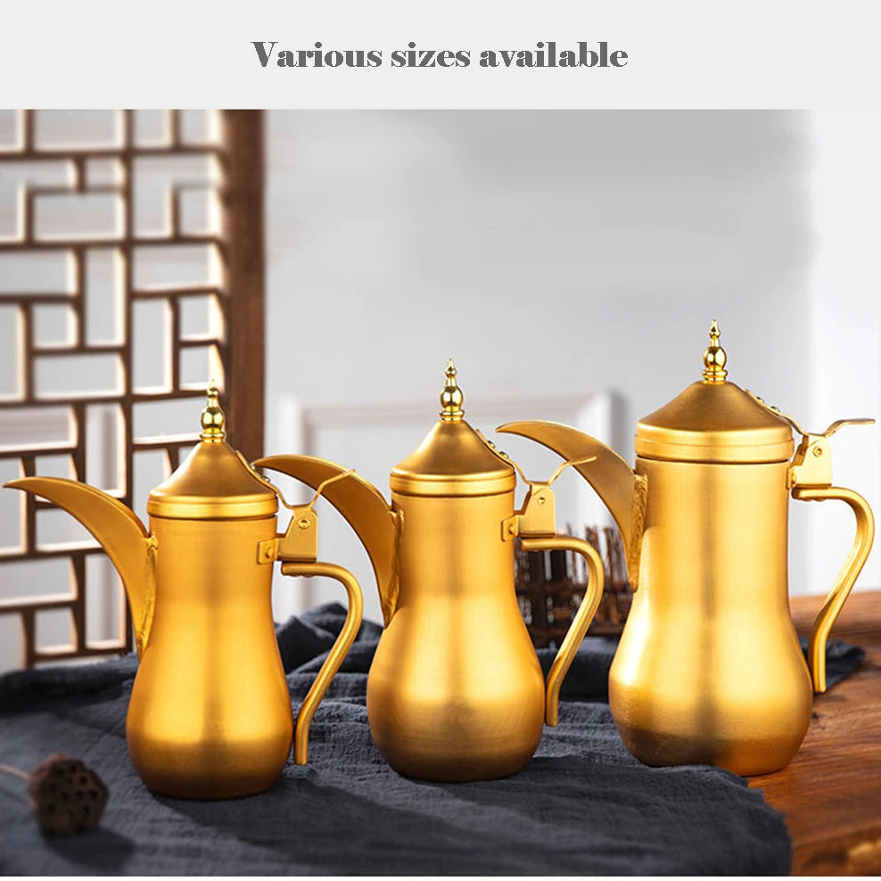 1L/1.4L/1.8L European Style Palace Pot Thickened Yellow Aluminum Teapot Large Capacity Warm Wine Jug Ghee Pot Brew Tea Kettle