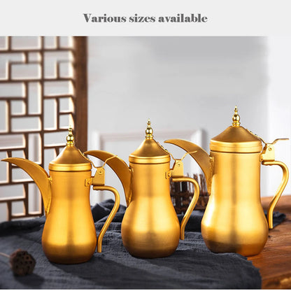 1L/1.4L/1.8L European Style Palace Pot Thickened Yellow Aluminum Teapot Large Capacity Warm Wine Jug Ghee Pot Brew Tea Kettle