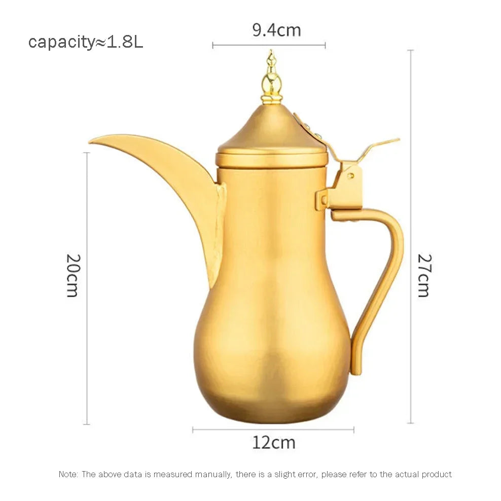1L/1.4L/1.8L European Style Palace Pot Thickened Yellow Aluminum Teapot Large Capacity Warm Wine Jug Ghee Pot Brew Tea Kettle