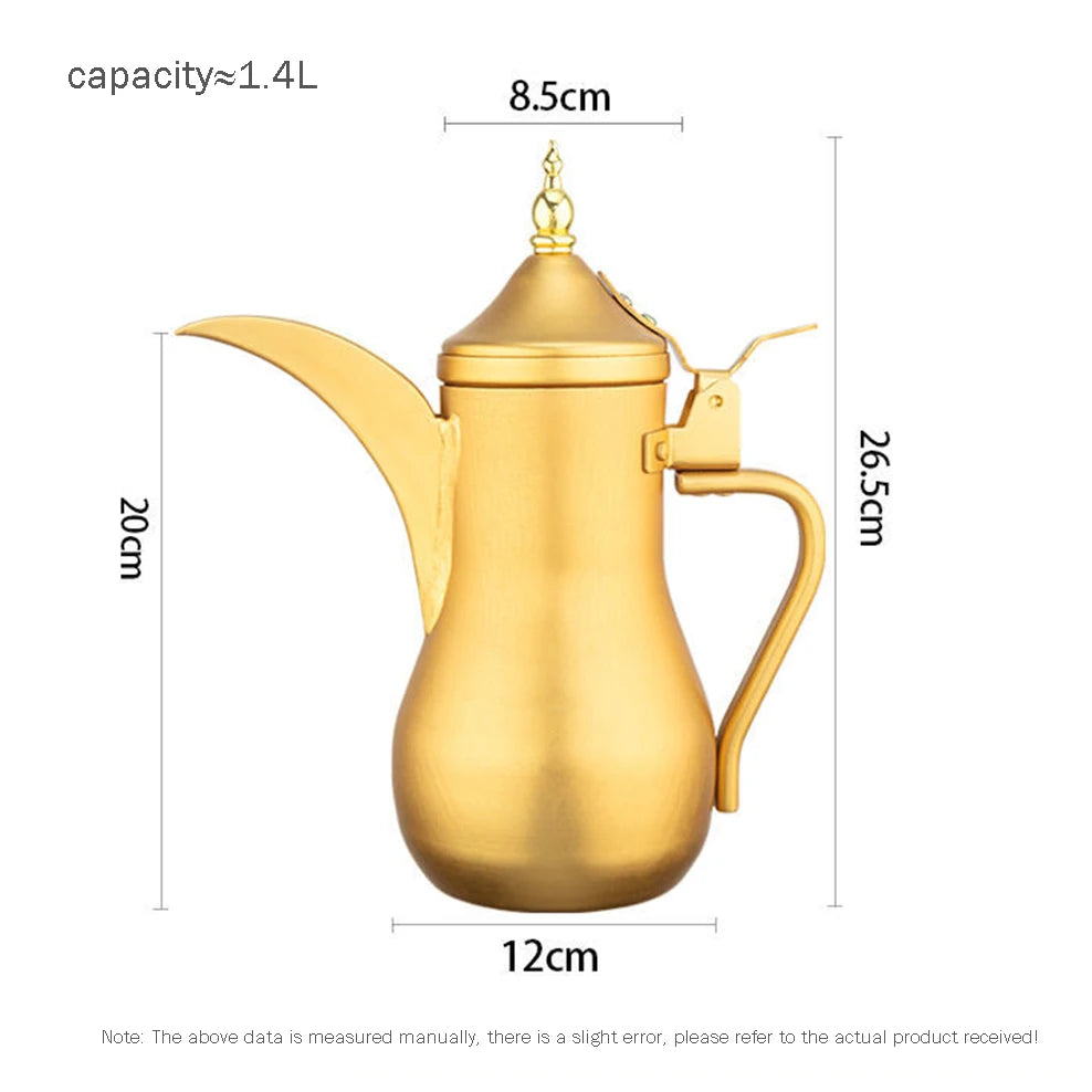 1L/1.4L/1.8L European Style Palace Pot Thickened Yellow Aluminum Teapot Large Capacity Warm Wine Jug Ghee Pot Brew Tea Kettle
