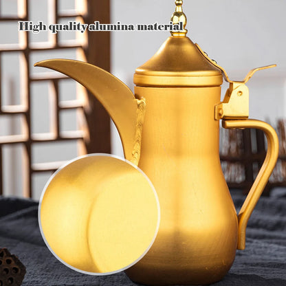 1L/1.4L/1.8L European Style Palace Pot Thickened Yellow Aluminum Teapot Large Capacity Warm Wine Jug Ghee Pot Brew Tea Kettle