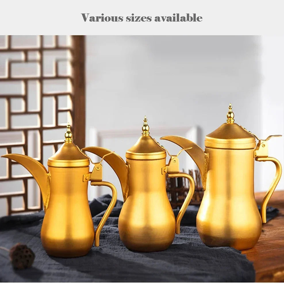 1L/1.4L/1.8L European Style Palace Pot Thickened Yellow Aluminum Teapot Large Capacity Warm Wine Jug Ghee Pot Brew Tea Kettle