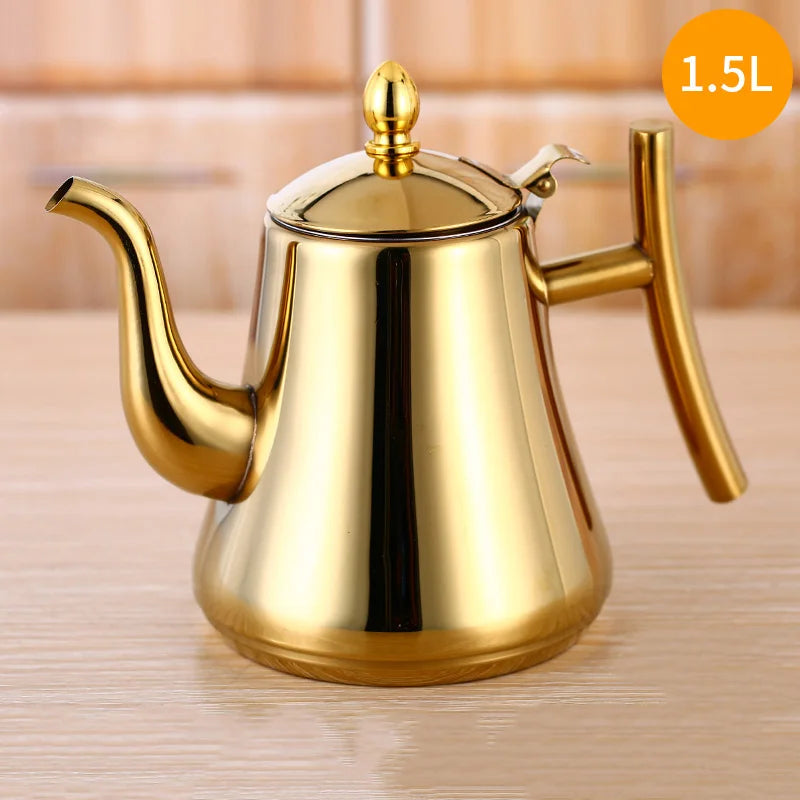 1L/1.5L/2L Stainless Steel Teapot Coffee Pot With Filter Water Kettle Hotel Restaurant Induction Cooker Tea Kettle Water Pot