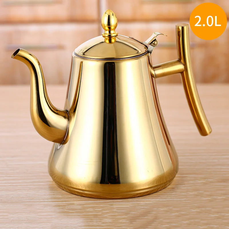 1L/1.5L/2L Stainless Steel Teapot Coffee Pot With Filter Water Kettle Hotel Restaurant Induction Cooker Tea Kettle Water Pot