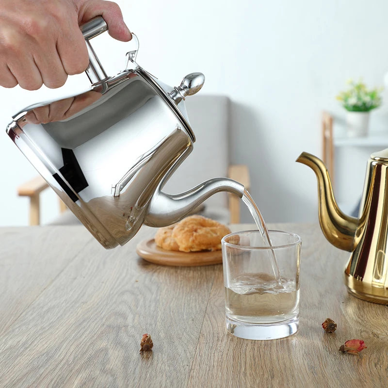 1L/1.5L/2L Stainless Steel Teapot Coffee Pot With Filter Water Kettle Hotel Restaurant Induction Cooker Tea Kettle Water Pot
