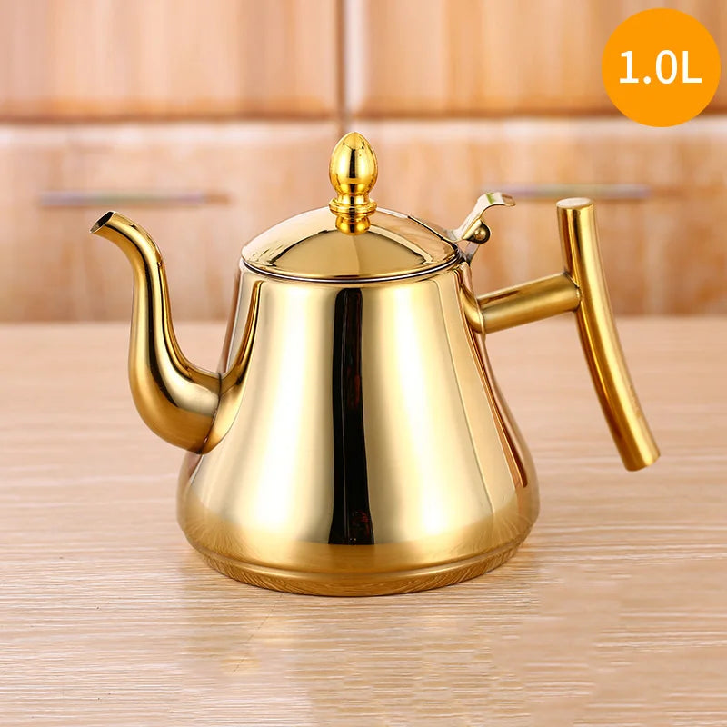 1L/1.5L/2L Stainless Steel Teapot Coffee Pot With Filter Water Kettle Hotel Restaurant Induction Cooker Tea Kettle Water Pot
