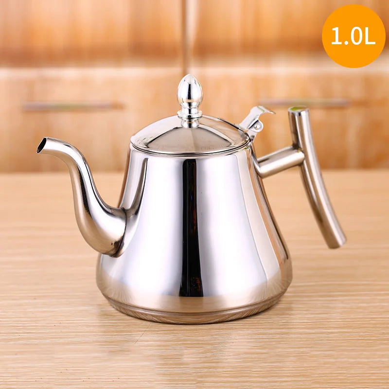 1L/1.5L/2L Stainless Steel Teapot Coffee Pot With Filter Water Kettle Hotel Restaurant Induction Cooker Tea Kettle Water Pot
