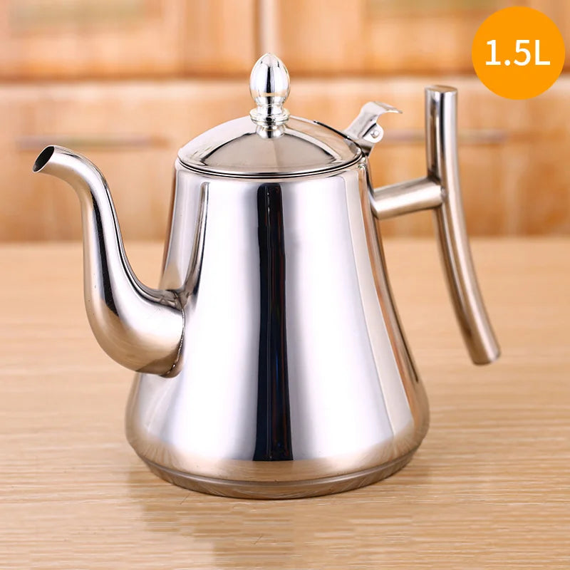 1L/1.5L/2L Stainless Steel Teapot Coffee Pot With Filter Water Kettle Hotel Restaurant Induction Cooker Tea Kettle Water Pot