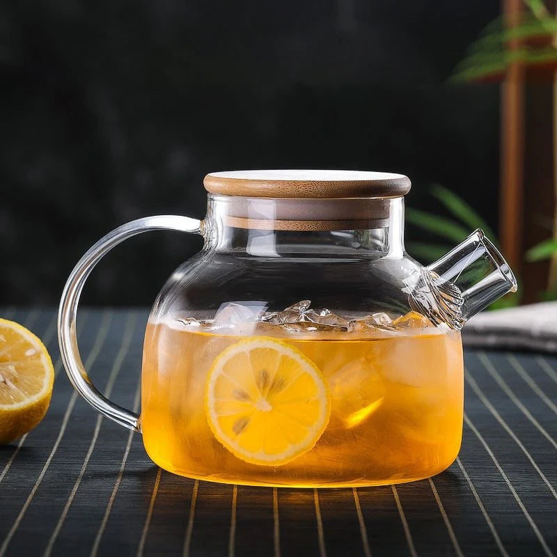 1L/1.5L Big Transparent Borosilicate Glass Teapot Heat-Resistant Large Clear Tea Pot Flower Tea Set Puer Kettle Office Home Tool