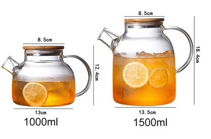 1L/1.5L Big Transparent Borosilicate Glass Teapot Heat-Resistant Large Clear Tea Pot Flower Tea Set Puer Kettle Office Home Tool