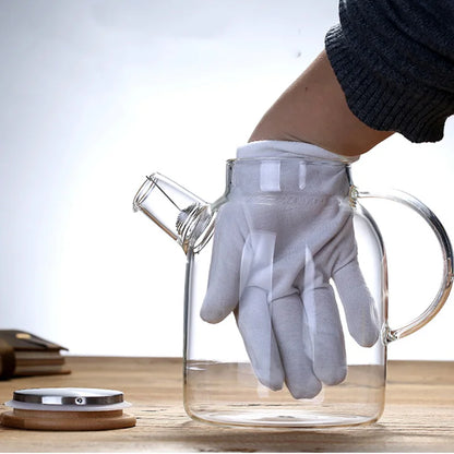 1L/1.5L Big Transparent Borosilicate Glass Teapot Heat-Resistant Large Clear Tea Pot Flower Tea Set Puer Kettle Office Home Tool