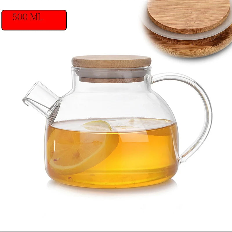 1L/1.5L Big Transparent Borosilicate Glass Teapot Heat-Resistant Large Clear Tea Pot Flower Tea Set Puer Kettle Office Home Tool