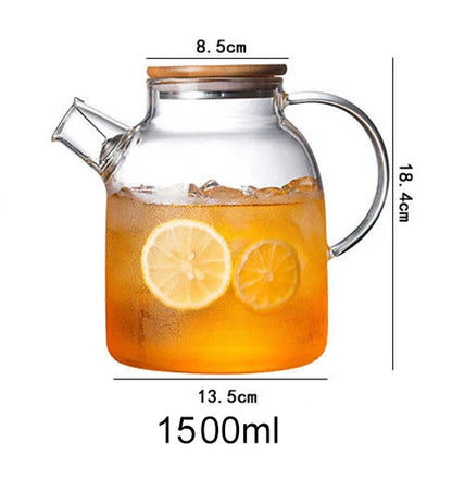 1L/1.5L Big Transparent Borosilicate Glass Teapot Heat-Resistant Large Clear Tea Pot Flower Tea Set Puer Kettle Office Home Tool