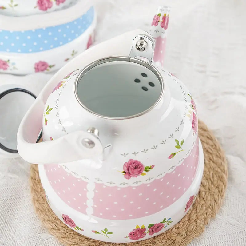 1L Enamel Retro Water Kettle Tea Coffee Pot with Fine Mouth for Electric Stove and Cold Water - Feilong