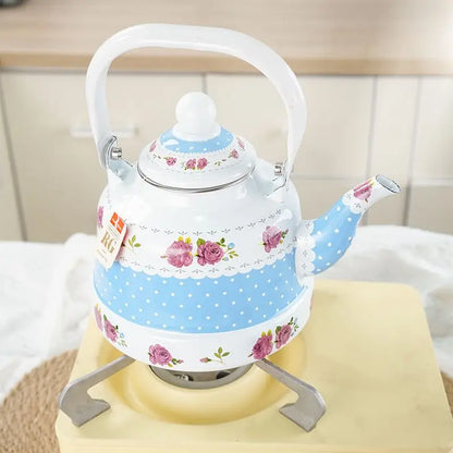 1L Enamel Retro Water Kettle Tea Coffee Pot with Fine Mouth for Electric Stove and Cold Water - Feilong