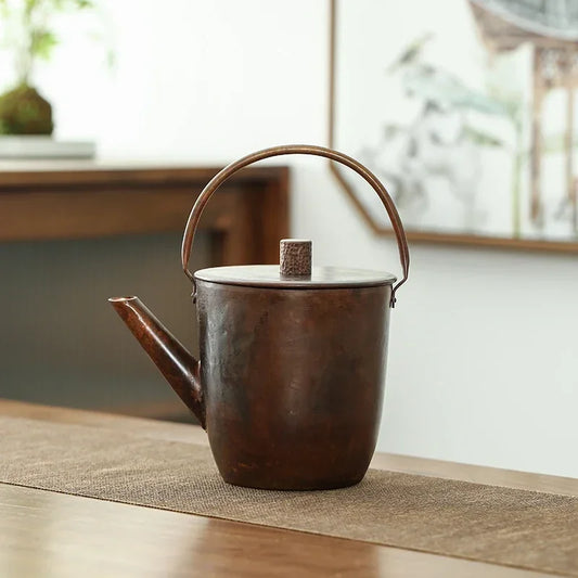 1L Pure Copper Teapot Water Kettle Tea Coffee Pot  Retro Copper Water Boiler Outdoor Kettle Drinkware Tableware
