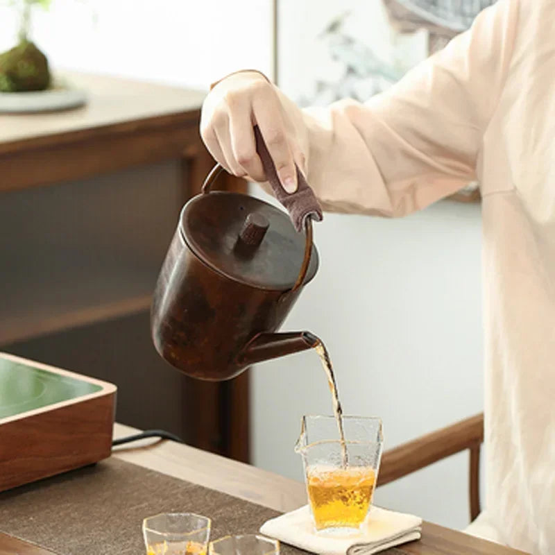 1L Pure Copper Teapot Water Kettle Tea Coffee Pot  Retro Copper Water Boiler Outdoor Kettle Drinkware Tableware