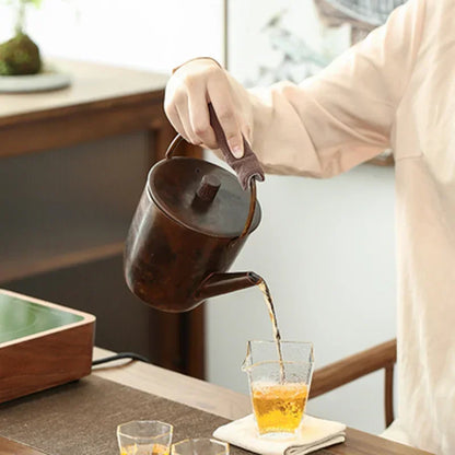 1L Pure Copper Teapot Water Kettle Tea Coffee Pot  Retro Copper Water Boiler Outdoor Kettle Drinkware Tableware
