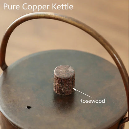 1L Pure Copper Teapot Water Kettle Tea Coffee Pot  Retro Copper Water Boiler Outdoor Kettle Drinkware Tableware