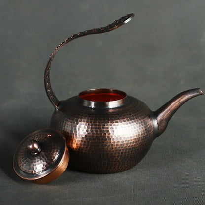 1L Side Handle Teapot Retro Large Chinese Teapot Hot Water Kettle Handmade Infuser Teapot Metal Burn Kettle Gold Kung Fu Tea Set