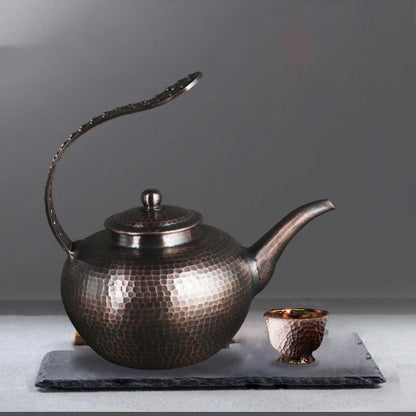 1L Side Handle Teapot Retro Large Chinese Teapot Hot Water Kettle Handmade Infuser Teapot Metal Burn Kettle Gold Kung Fu Tea Set