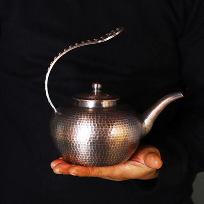 1L Side Handle Teapot Retro Large Chinese Teapot Hot Water Kettle Handmade Infuser Teapot Metal Burn Kettle Gold Kung Fu Tea Set