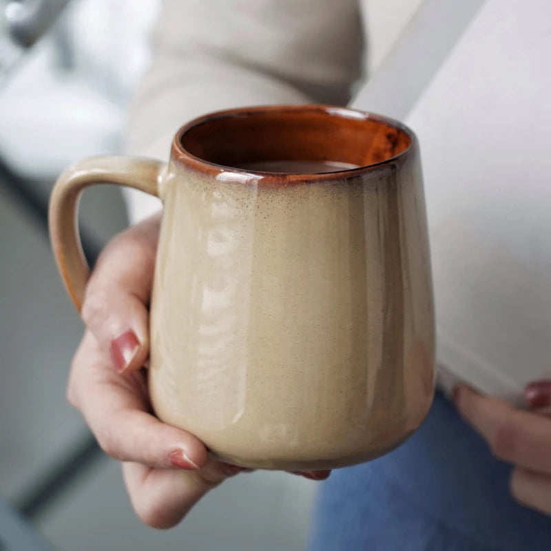 1PC European Style Ceramic Kiln 400ML Retro Coffee Tea Cup Restaurant Breakfast Office Water Mugs Home Drinkware  Set