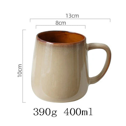 1PC European Style Ceramic Kiln 400ML Retro Coffee Tea Cup Restaurant Breakfast Office Water Mugs Home Drinkware  Set