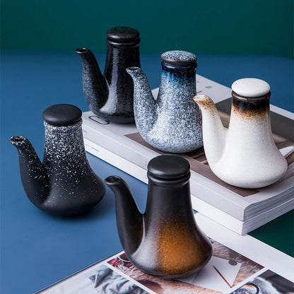 1PC European Style  Retro Ceramic Oil  Soy  Vinegar Seasoning Pot Home Kitchen Condiment Bottle Kitchen Accesories Set