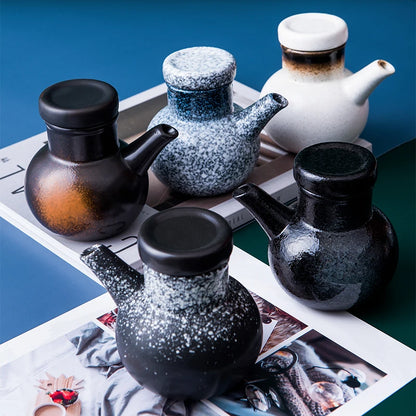 1PC European Style  Retro Ceramic Oil  Soy  Vinegar Seasoning Pot Home Kitchen Condiment Bottle Kitchen Accesories Set