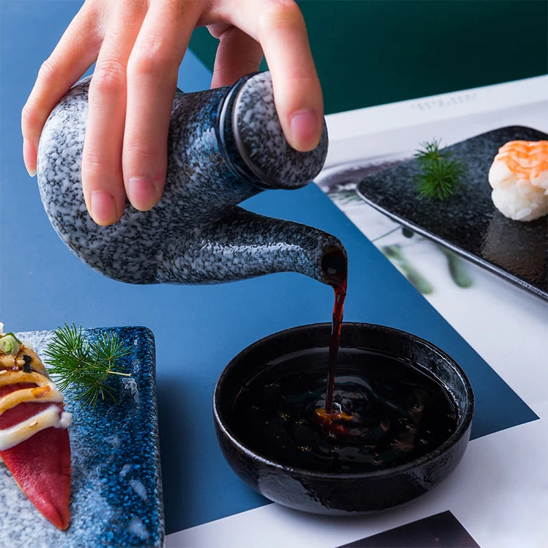 1PC European Style  Retro Ceramic Oil  Soy  Vinegar Seasoning Pot Home Kitchen Condiment Bottle Kitchen Accesories Set