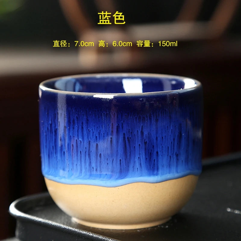 1PCS Ceramic Tea Cup Kiln Change China Porcelain Kung Fu Cups Pottery Drinkware Tableware Water Mug For Gift Wholesale