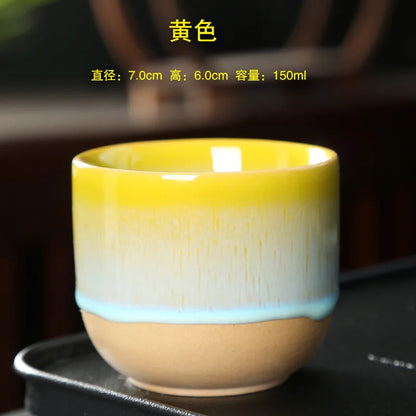 1PCS Ceramic Tea Cup Kiln Change China Porcelain Kung Fu Cups Pottery Drinkware Tableware Water Mug For Gift Wholesale